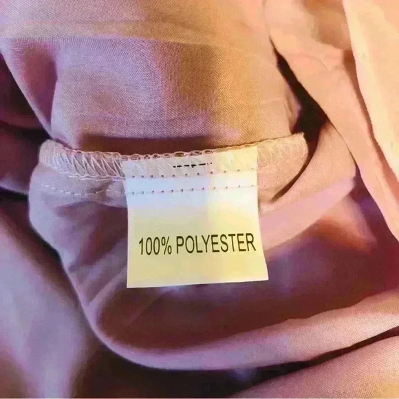 Womens Pink Lace V Neck Puff Short Sleeve Top Swiss Dot chiffon size Large NWT - Picture 7 of 10